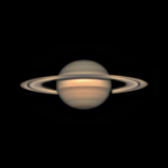Saturn with its rings, stacked and sharpened in Akastroid from a planetary video