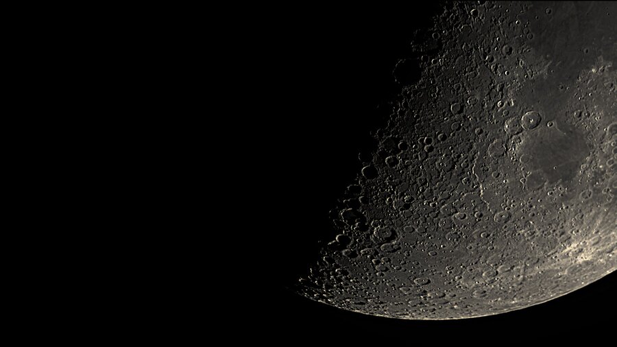 The Moon near first quarter, processed in Akastroid